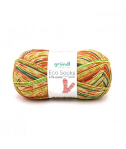 Laine à chaussettes à tricoter ECO SOCKS LIFE COLOR - 100 GR - Grundl - certifiée Oeko-Tex 06 Multicolore