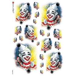 1 feuille de papier de riz 22.5 x 32 cm découpage collage Paper Designs CLOWN 009