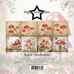 24 papiers scrapbooking 15 x 15 cm Paper Favourites RUSTIC MUSHROOMS