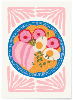 Affiche Assiette de Nouilles Asiatiques | A3 : 29,7x42cm