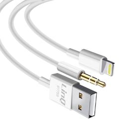 LinQ Câble pour iPhone 2 en 1 avec Charge et Audio Longueur 1,2m Blanc