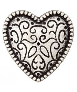 Carte de 2 boutons Coeur Folklore à queue 20mm - Prym Argent Vieilli gris
