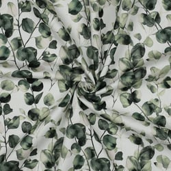 Tissu Toile de Coton Canvas digital Eucalyptus sur fond Blanc