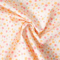 Tissu Voile de Coton digital imprimé Soleil de printemps sur fond Ecru