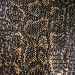 Tissu Simili cuir Croco snake Or sur fond Noir