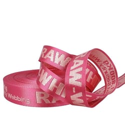 Film 20m sangle jacquard RAW WHITE 35mm Vieux Rose/rose