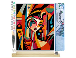 Peinture par Numéro Figured'Art - Femme abstraite style Picasso - Kit de Loisir Créatif DIY Numéro d'Art Complet - 40x50cm toile roulée + châssis en bois à monter