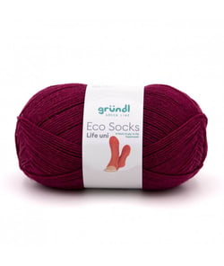 Laine à chaussettes à tricoter ECO SOCKS LIFE UNI - 100 GR - Grundl - certifiée Oeko-Tex 02 Violet