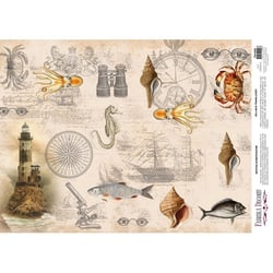 Feuille papier calque, papier velin scrapbooking Fabrika Decoru 30 x 42 cm LA MARINE 0206