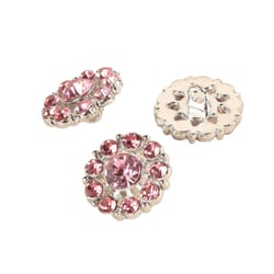 Lot de 3 boutons strass rose 18mm