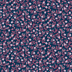 Tissu Coton imprimé Fleuris Giorgio sur fond Bleu marine