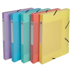 Boite de classement Exabox Dos 25mm Polypropylène 7/10e Chromaline pastel - A4 - Couleurs assorties - x 8 - Exacompta