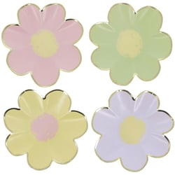 8 Petites Assiettes Fleurs Lilas, Rose, Jaune, Vert et Or
