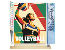 Peinture par Numéro Figured'Art - Affiche sportive Volley - Kit de Loisir Créatif DIY Numéro d'Art Complet - 40x50cm toile roulée + châssis en bois à monter