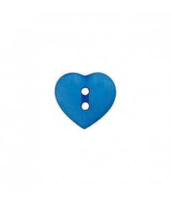 Carte de 3 boutons Coeur 2 trous Bleu moyen 15mm - Union Knopf Bleu
