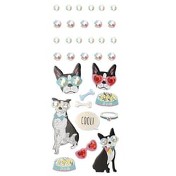 33 stickers 3D - Chien à lunettes