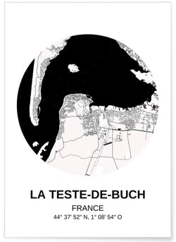Affiche Carte La Teste de Buch | A3 : 29,7x42cm