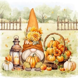Lot de 4 serviettes en papier découpage collage 33 cm GNOME LEGUME AUTOMNE D 109 XL