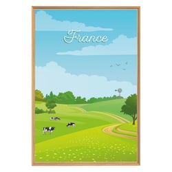 Tableau mural encadré prairie française 65x97 cm
