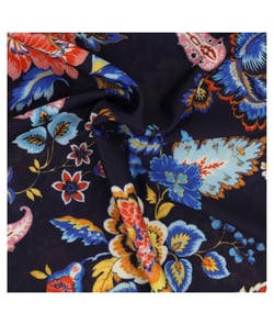 Tissu jersey fleuri sur fond marine de 150 cm de largeur print004 vendu par 50 cm