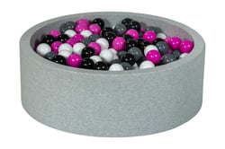 Piscine à balles Aire de jeu + 450 balles noir, blanc, rose,gris - Velinda