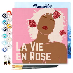 Mini Peinture par Numéro Figured'Art 20x20cm avec cadre La Vie en Rose - Petit Format