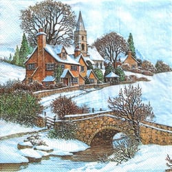 4 serviettes en papier découpage collage 33 cm VILLAGE ENNEIGE N 711