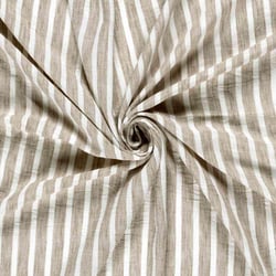 Tissu Polyester aspect Lin Rayures Anna sur fond Naturel