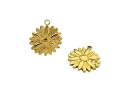1 Pendentif fleur, marguerite 25.5*22mm, acier inox 304 plaqué or 18K