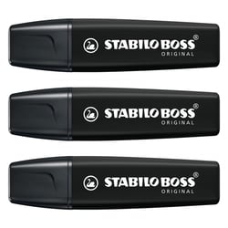 Lot de 3 marqueurs permanents pointe biseautée 2 et 5 mm - STABILO BOSS ORIGINAL - Noir