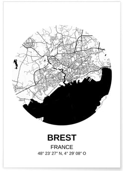 Affiche Carte Brest | A3 : 29,7x42cm