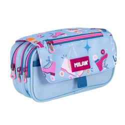 Trousse - 3 compartiments - Rectangulaire - Avec rabat - Scolaire - 13x24x10 - Milan