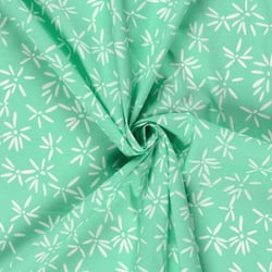Tissu Coton extensible Pissenlit mode sur fond Vert menthe