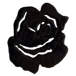 Lot de 3 écussons thermocollants petite rose noir x3.5cm