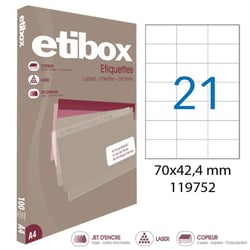 Apli 119752 x5 - Etiquettes blanches format 70 x 42,4 mm - Carton de 5 boites Réf.119752