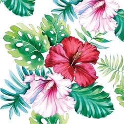 Lot de 4 serviettes en papier découpage collage 33 cm FLEUR HIBISCUS F 915