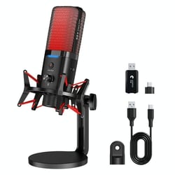 Microphone Gaming RGB Sans Fil Ou Filaire Réduction Bruit Avec Écoute Temps Réel YONIS