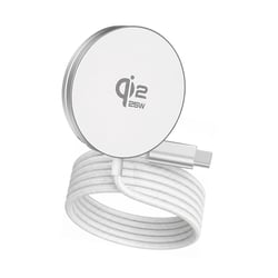 Force Power Chargeur Sans Fil 25W Qi2.2 Stand Rétractable avec Chargeur 30W PD Magnétique Blanc / Argent