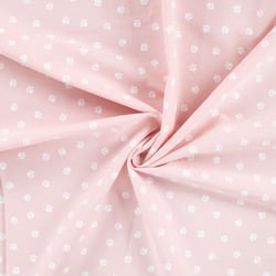 Tissu Popeline de Coton  patounes blanches Zumi sur fond Rose clair - Au mètre