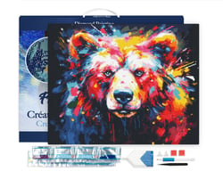 Diamond Painting Broderie Diamant Figured’Art 40x50cm toile tendue sur châssis en bois - diamants carrés - Ours Coloré Abstrait