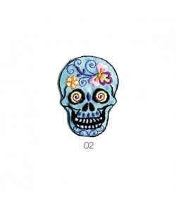 Ecussons Thermocollant Tête de mort joyeuse 4 X 3 cm - Mediac Bleu