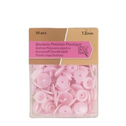 Lot de 30 boutons pression 100% plastique Rose Layette 12mm
