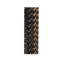 24 pailles noires et dorées