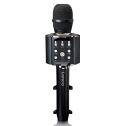 LENCO BMC-090BK - Microphone sans-fil pour Karaoké - Fonction haut-parleur et éclairage - Noir