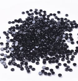 300 Perles Strass Cabochon Rond Strass Noir 2 mm Acrylique à coller - Dos Argenté