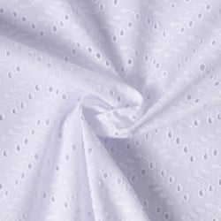 Tissu Coton ajouré brodé Batista Blanc