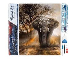 Diamond Painting Broderie Diamant Figured’Art 40x50cm toile entière roulée avec diamants carrés - Eléphant dans la Savane