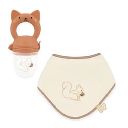 Coffret Bavoir et Grignoteuse Ecureuil