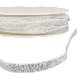 Bobine 30m Elastique métal lisière 10mm Blanc/argent