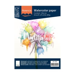 Papier aquarelle Florence - Lisse - 100 feuilles - Blanc cassé - A4 - 200 g/m²